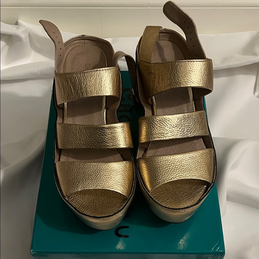 Chocolat Blu Gold Platform Sandals
